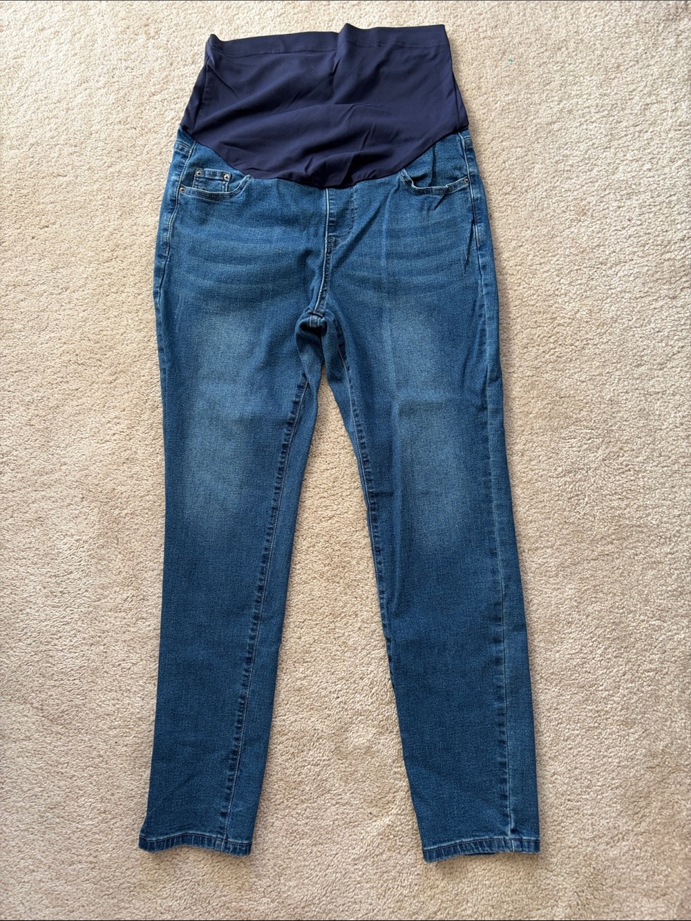 Maternity Dark Blue Denim Jeans with Stretch Panel